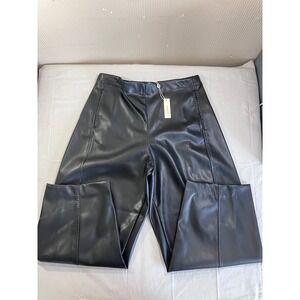 Max Studio London Black Faux Leather Straight Leg Pants 5707L08 Mens Large NWT
